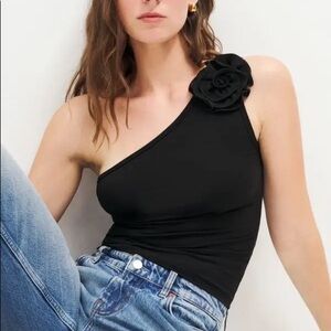 Reformation Camellia Knit Top in Black